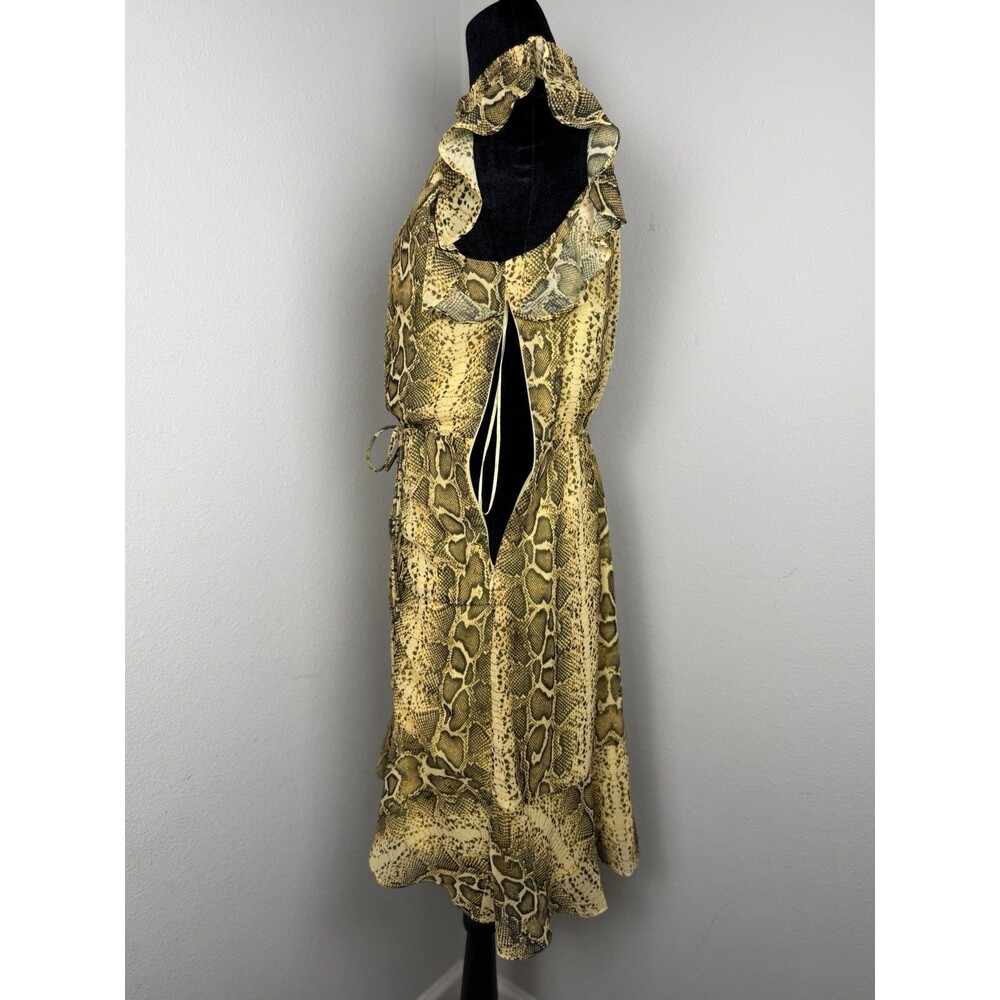 Sam Edelman Snake Print Ruffle Dress Size 10 NWT Yellow Multi - Picture 11 of 16